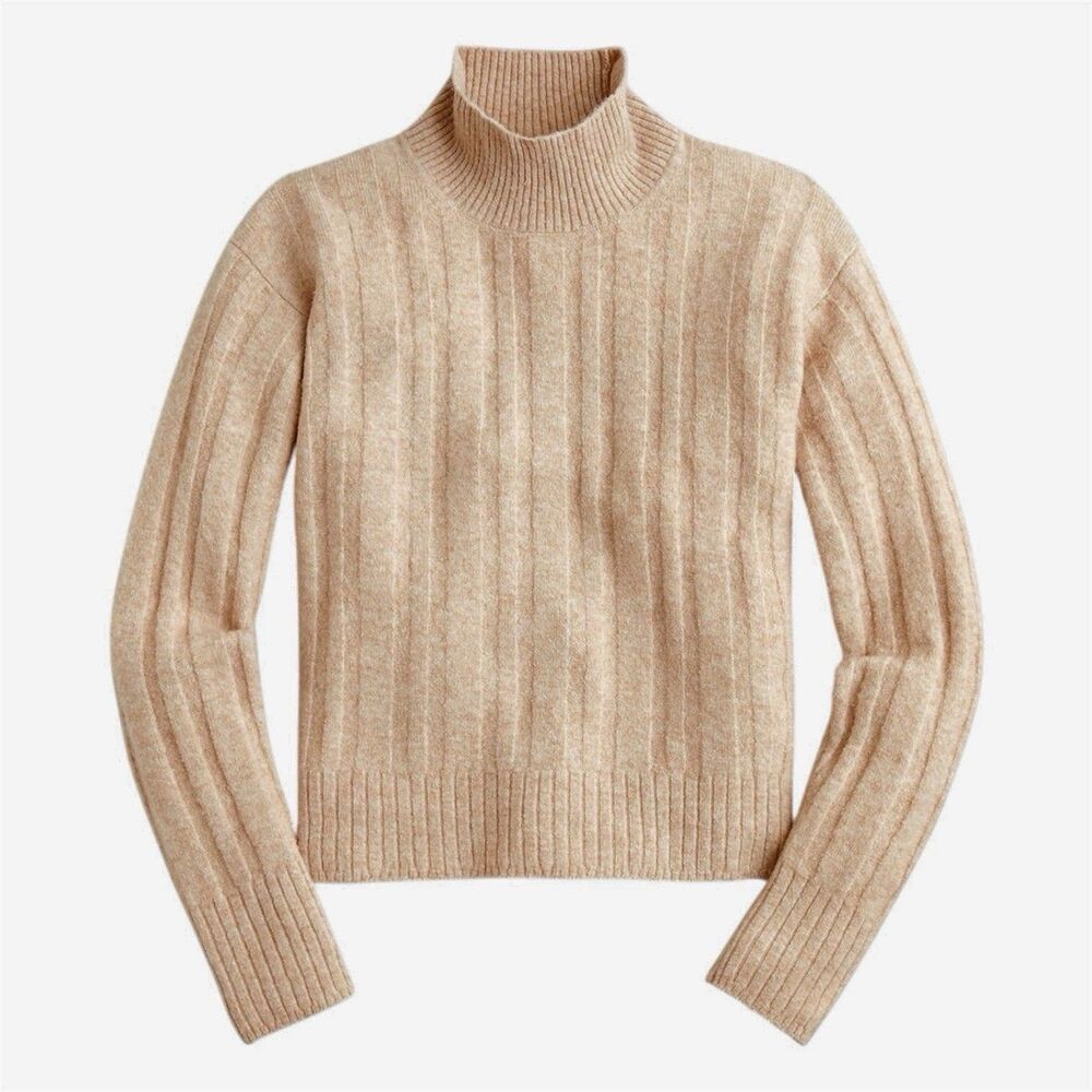 J.Crew Ribbed Mockneck Women’s Sweater Beige Small in Supersoft yarn